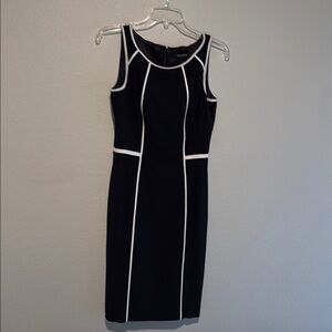 Women's Black Dress with White Accents